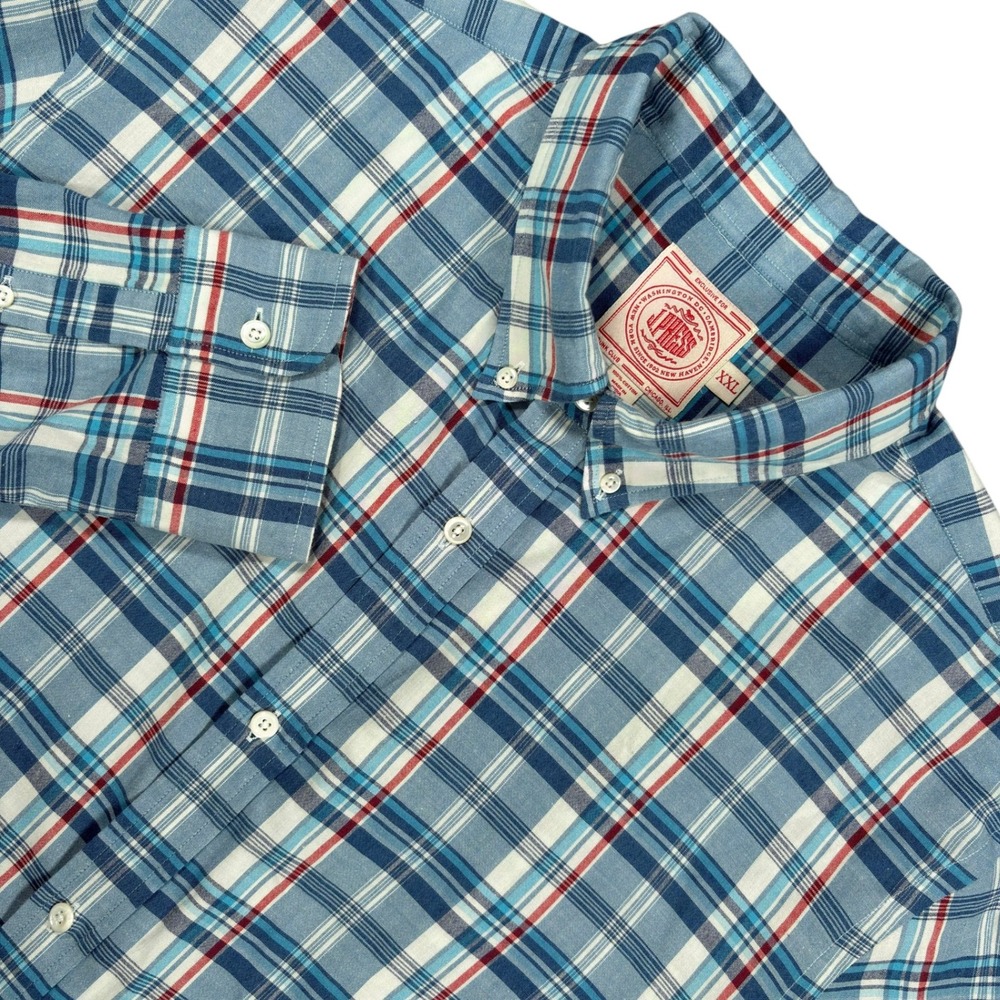 J Press Trunk Club Button Down Shirt Mens XXL Blue Plaid Long Sleeve Ivy Preppy